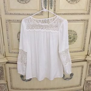 White Lace Long Sleeve Blouse by Joie